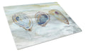 Oysters Watercolor Cutting Board Tempered Glass Kitchen Cutting Surface, Heat Resistant Chopping, Non-Slip Feet, Food Prep & Serving