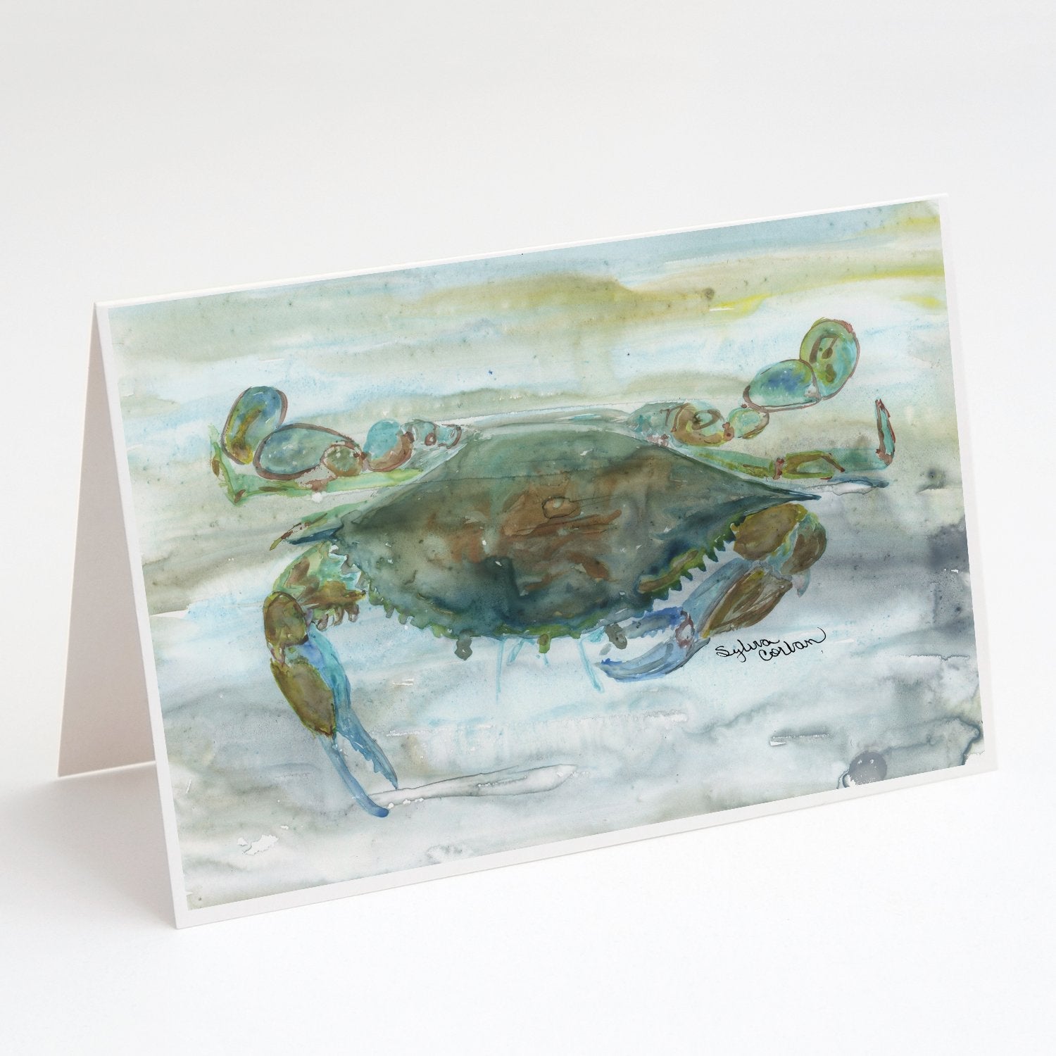 Crab a leg up Watercolor Greeting Cards Pack of 8 Blank Cards with Envelopes Whimsical A7 Size 5x7