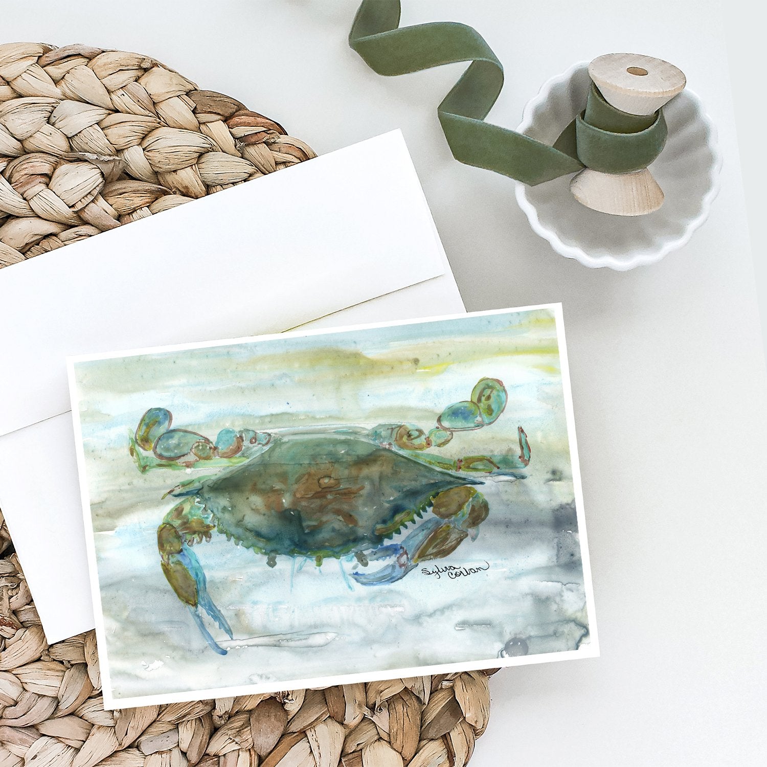 Crab a leg up Watercolor Greeting Cards Pack of 8 Blank Cards with Envelopes Whimsical A7 Size 5x7