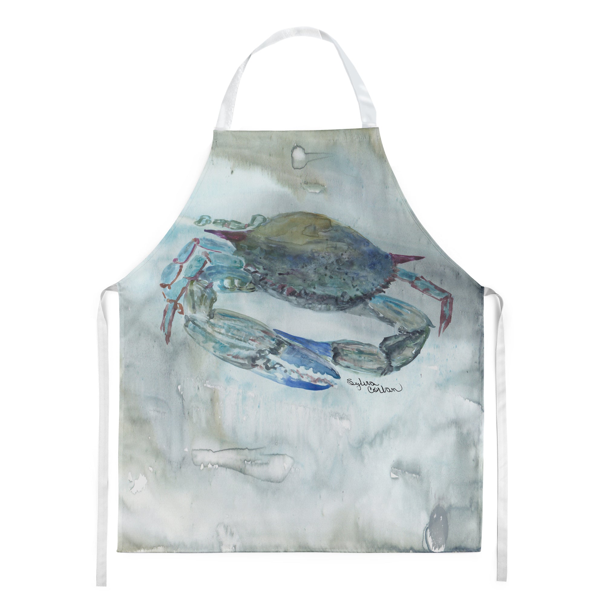 Blue Crab Watercolor Apron Cooking Kitchen Server Baking Crafts Gardening for Adult Women Men, Unisex, Large, Multicolor