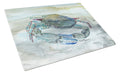 Blue Crab Watercolor Cutting Board Tempered Glass Kitchen Cutting Surface, Heat Resistant Chopping, Non-Slip Feet, Food Prep & Serving