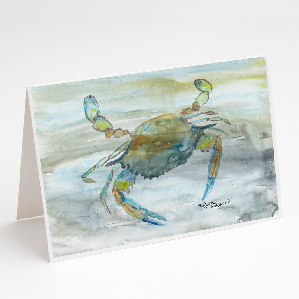 Blue Crab #2 Watercolor Greeting Cards Pack of 8 Blank Cards with Envelopes Whimsical A7 Size 5x7