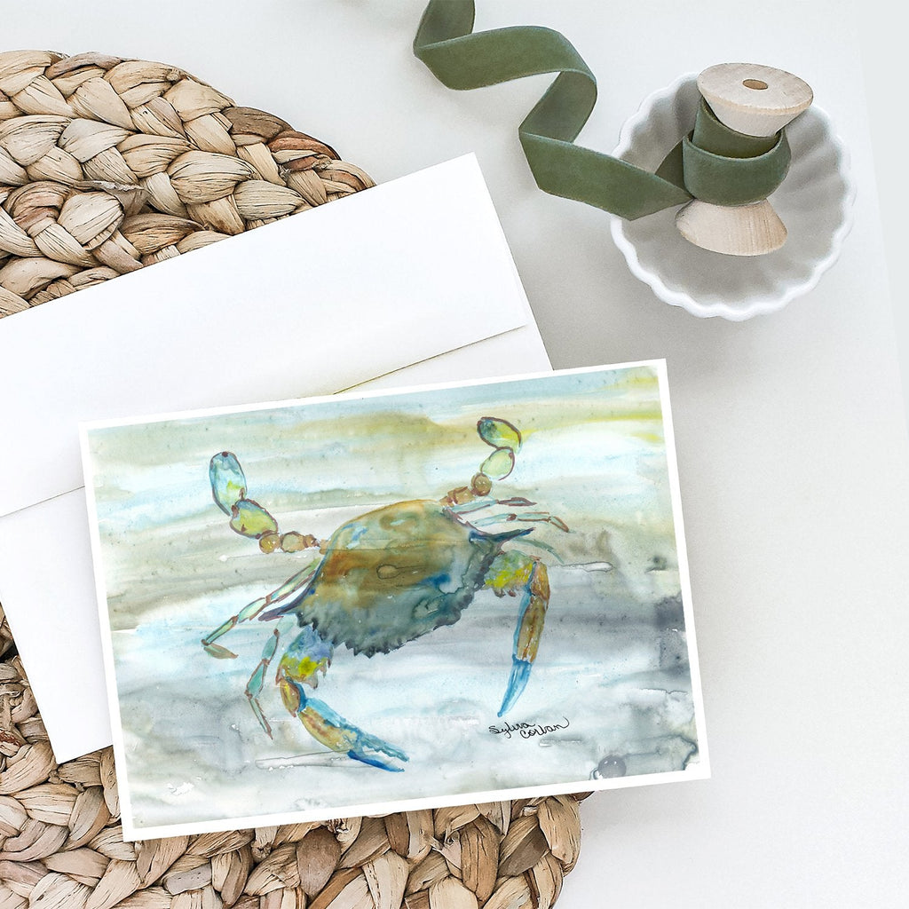 Blue Crab #2 Watercolor Greeting Cards Pack of 8 Blank Cards with Envelopes Whimsical A7 Size 5x7