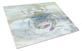 Female Blue Crab Watercolor Cutting Board Tempered Glass Kitchen Cutting Surface, Heat Resistant Chopping, Non-Slip Feet, Food Prep & Serving