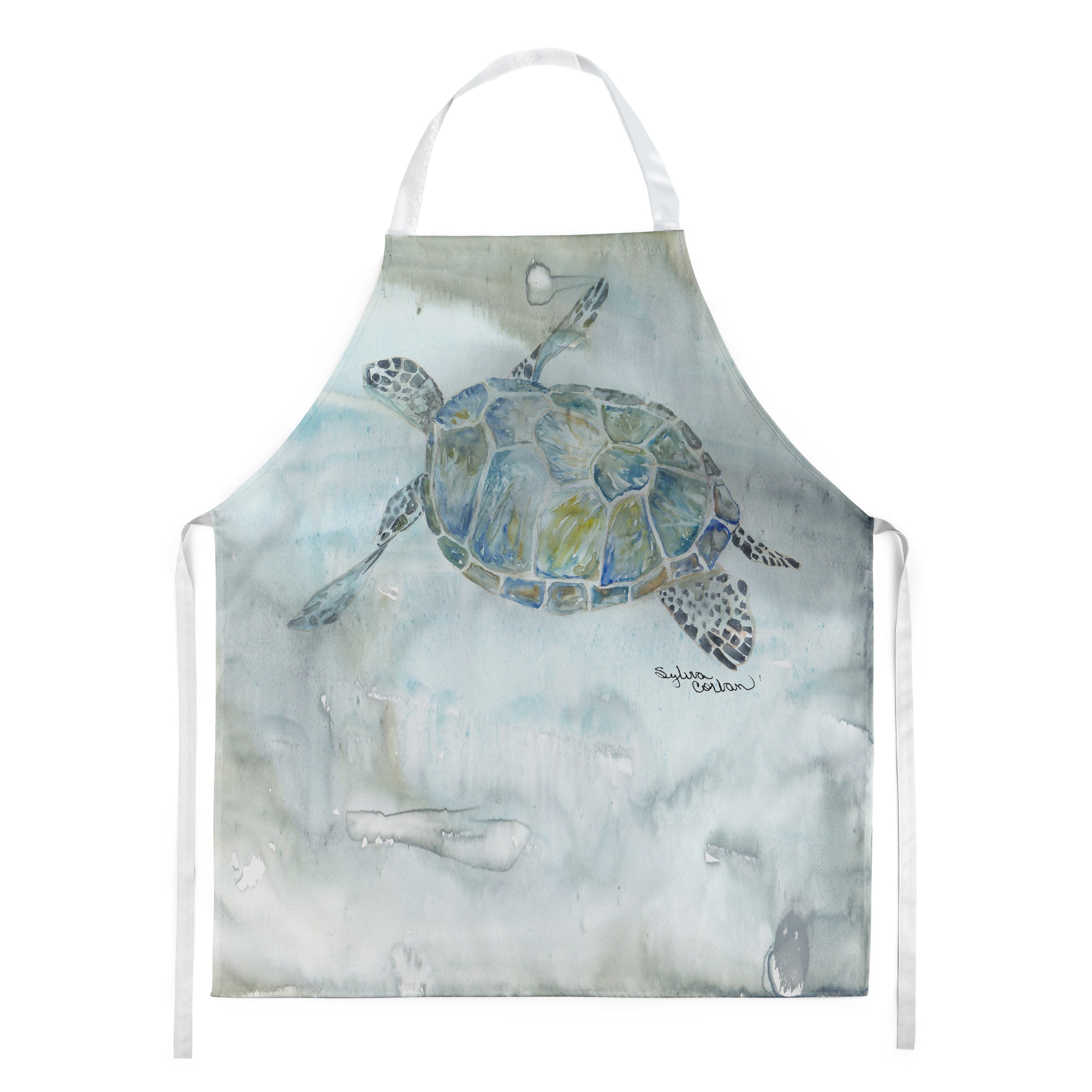 Sea Turtle Watercolor Apron Cooking Kitchen Server Baking Crafts Gardening for Adult Women Men, Unisex, Large, Multicolor