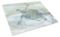 Sea Turtle Watercolor Cutting Board Tempered Glass Kitchen Cutting Surface, Heat Resistant Chopping, Non-Slip Feet, Food Prep & Serving