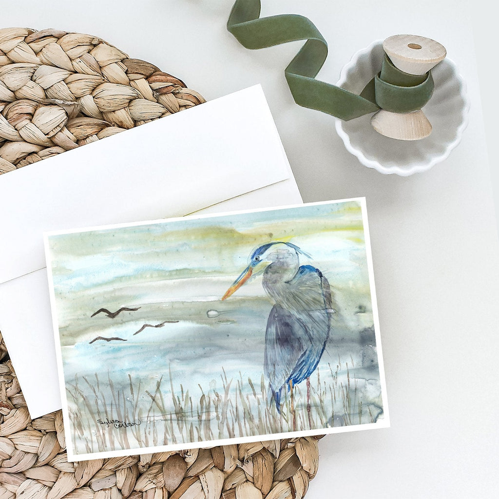 Blue Heron Watercolor Greeting Cards Pack of 8 Blank Cards with Envelopes Whimsical A7 Size 5x7