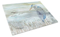 Blue Heron Watercolor Cutting Board Tempered Glass Kitchen Cutting Surface, Heat Resistant Chopping, Non-Slip Feet, Food Prep & Serving