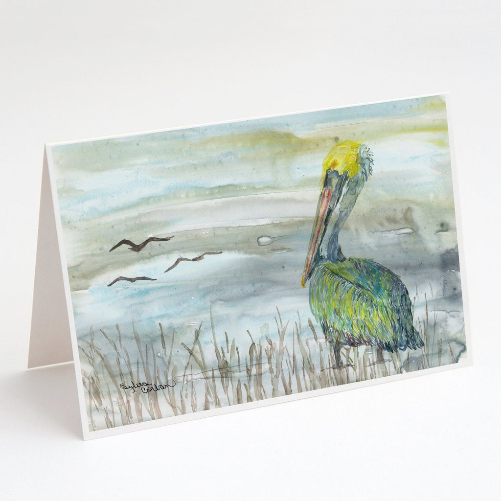 Pelican Watercolor Greeting Cards Pack of 8 Blank Cards with Envelopes Whimsical A7 Size 5x7