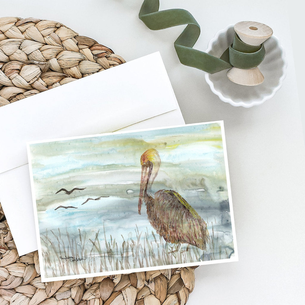 Brown Pelican Watercolor Greeting Cards Pack of 8 Blank Cards with Envelopes Whimsical A7 Size 5x7
