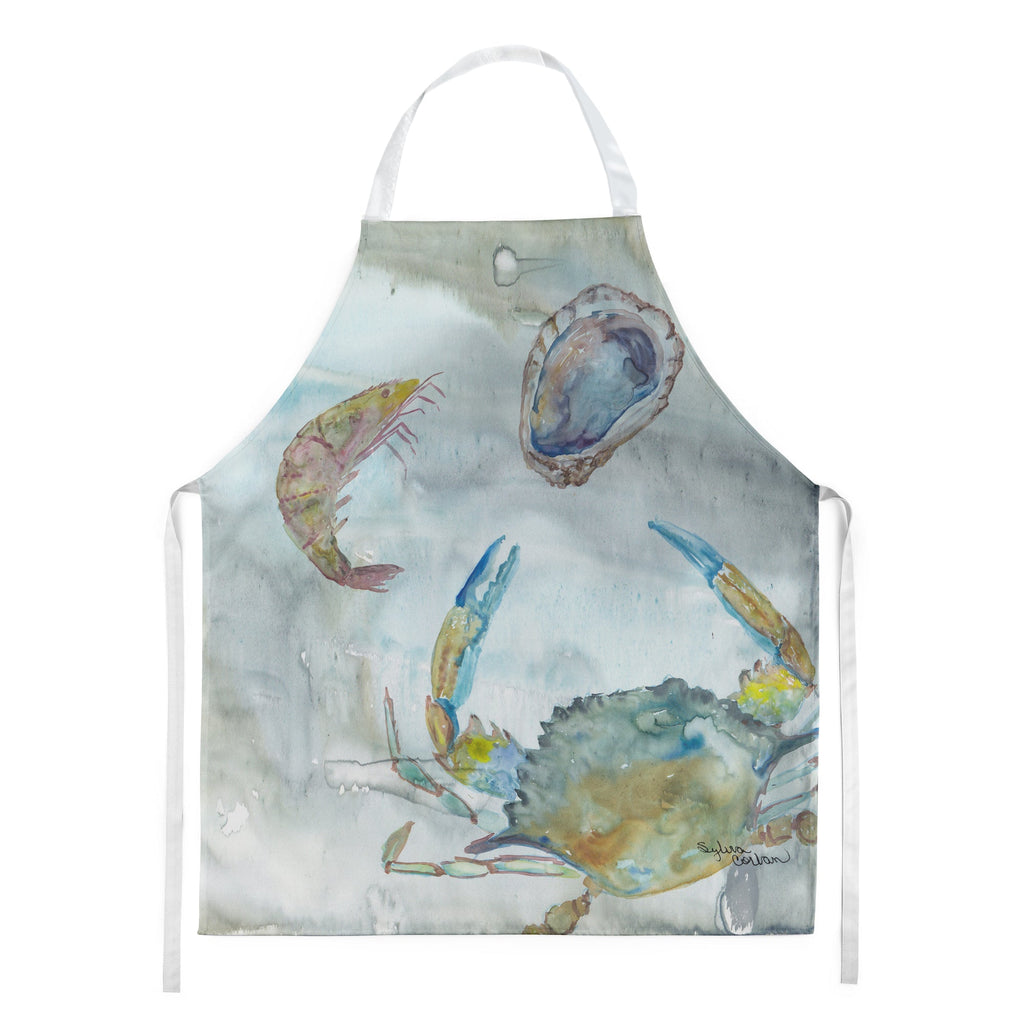 Crab, Shrimp and Oyster Watercolor Apron Cooking Kitchen Server Baking Crafts Gardening for Adult Women Men, Unisex, Large, Multicolor