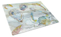 Crab, Shrimp and Oyster Watercolor Cutting Board Tempered Glass Kitchen Cutting Surface, Heat Resistant Chopping, Non-Slip Feet, Food Prep & Serving