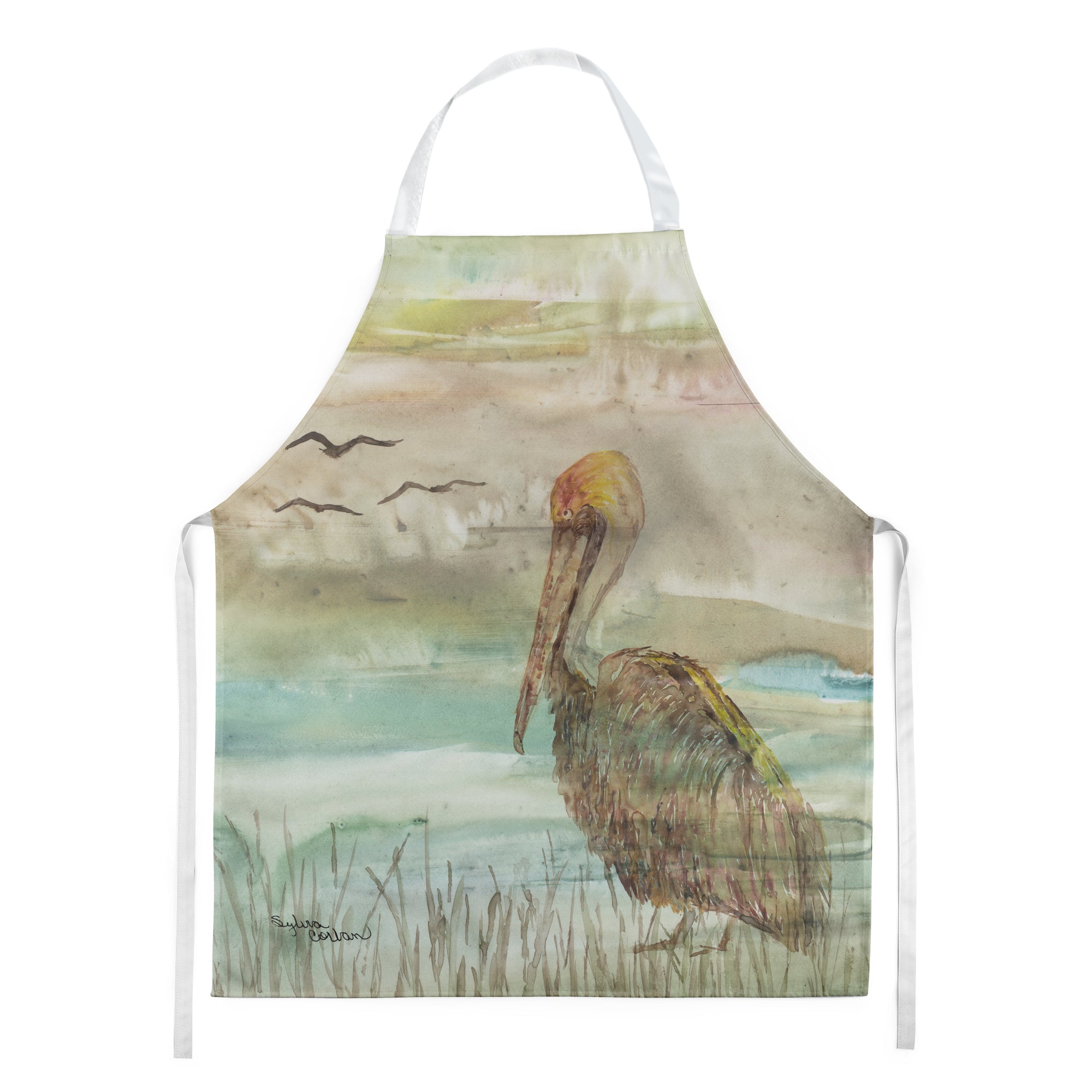 Brown Pelican Sunset Apron Cooking Kitchen Server Baking Crafts Gardening for Adult Women Men, Unisex, Large, Multicolor