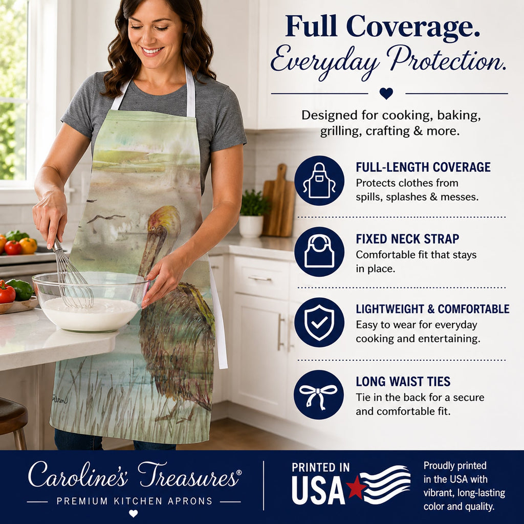 Brown Pelican Sunset Apron Cooking Kitchen Server Baking Crafts Gardening for Adult Women Men, Unisex, Large, Multicolor