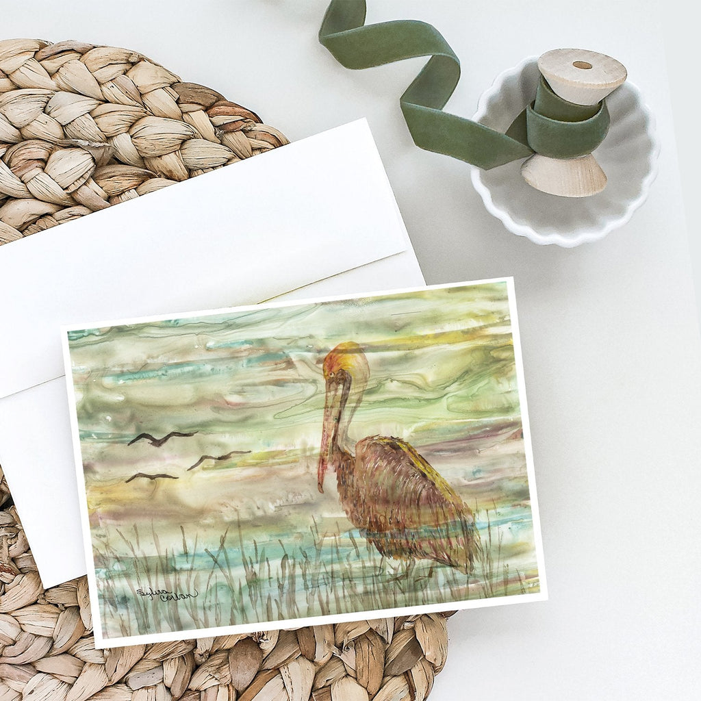 Brown Pelican Sunset Greeting Cards Pack of 8 Blank Cards with Envelopes Whimsical A7 Size 5x7