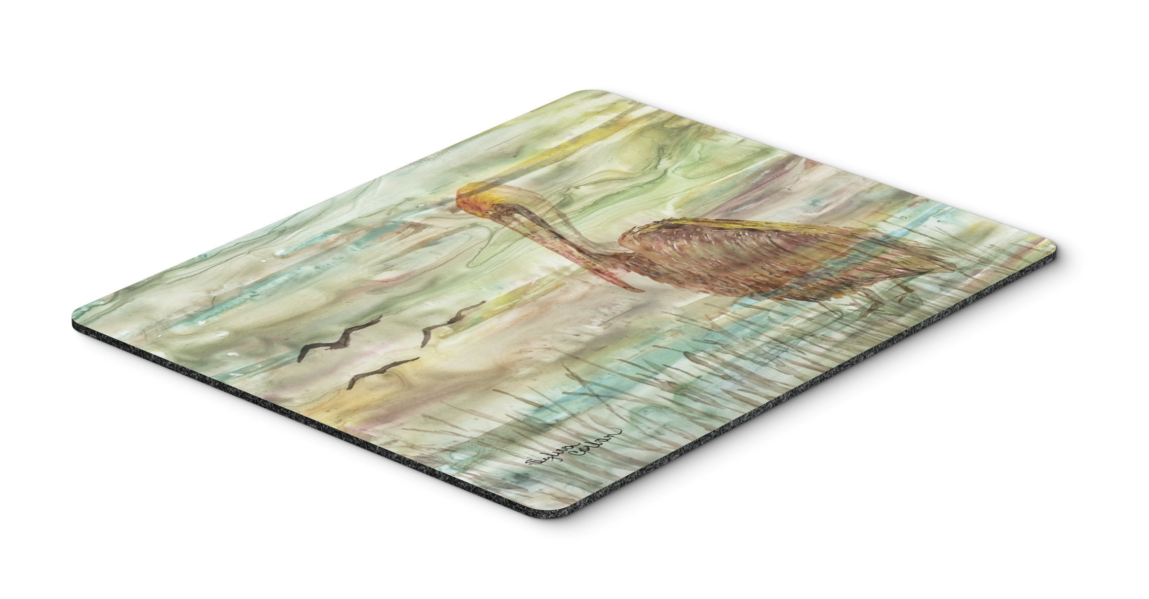 Brown Pelican Sunset Mouse Pad, Heat Resistant Trivet Hot Pad , Non Slip Rubber Desk Mat, Kitchen Counter Protector, Home Office Decor Gift