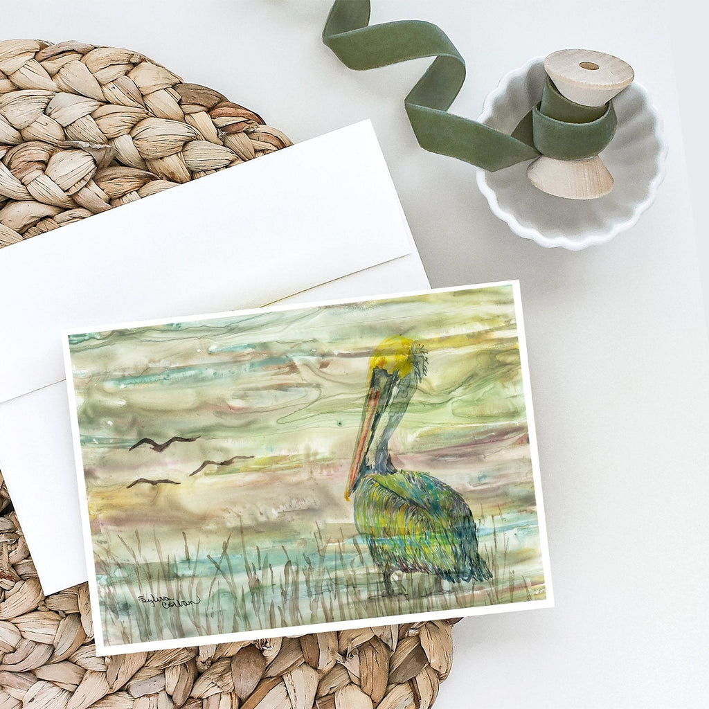 Pelican Sunset Greeting Cards Pack of 8 Blank Cards with Envelopes Whimsical A7 Size 5x7