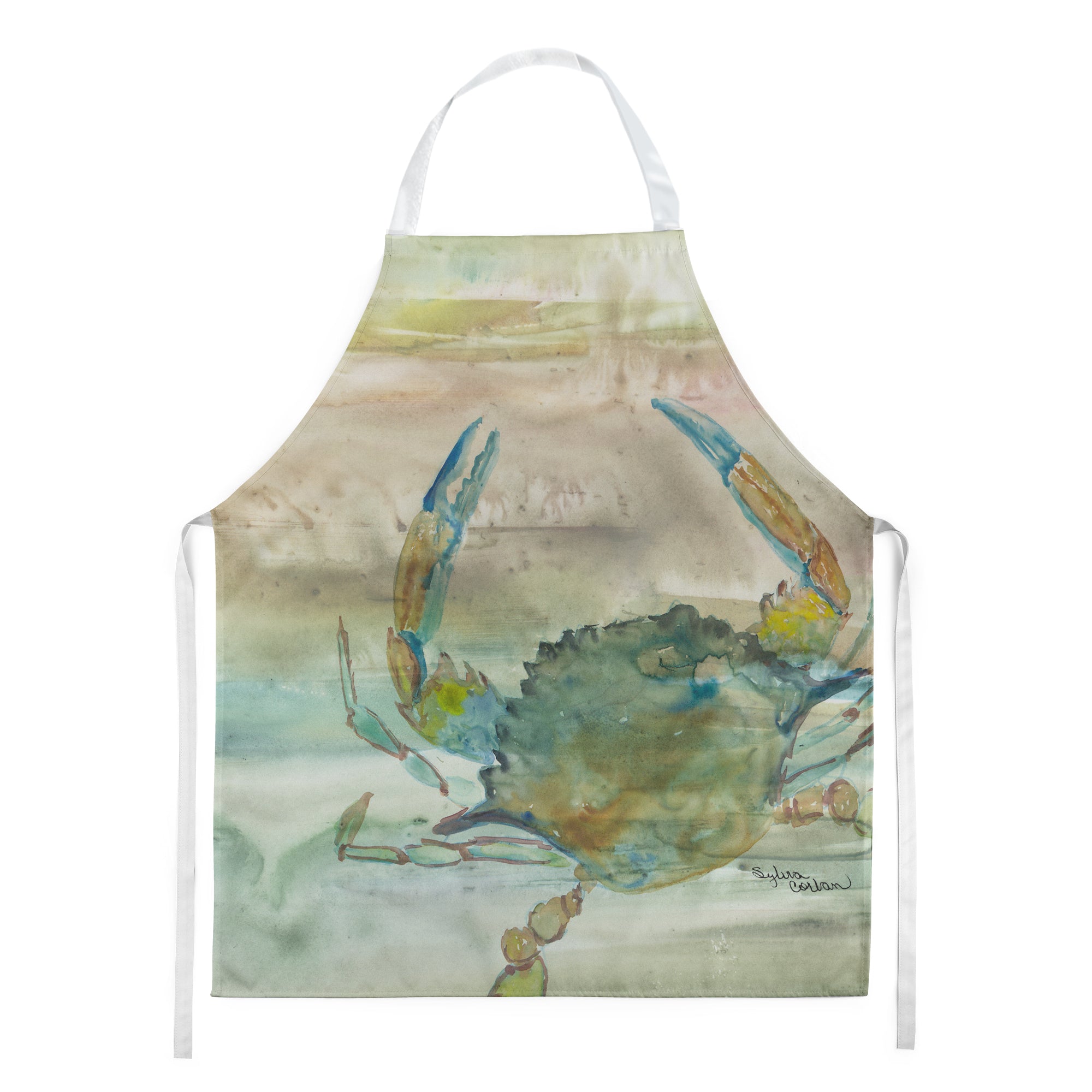 Blue Crab Sunset Apron Cooking Kitchen Server Baking Crafts Gardening for Adult Women Men, Unisex, Large, Multicolor
