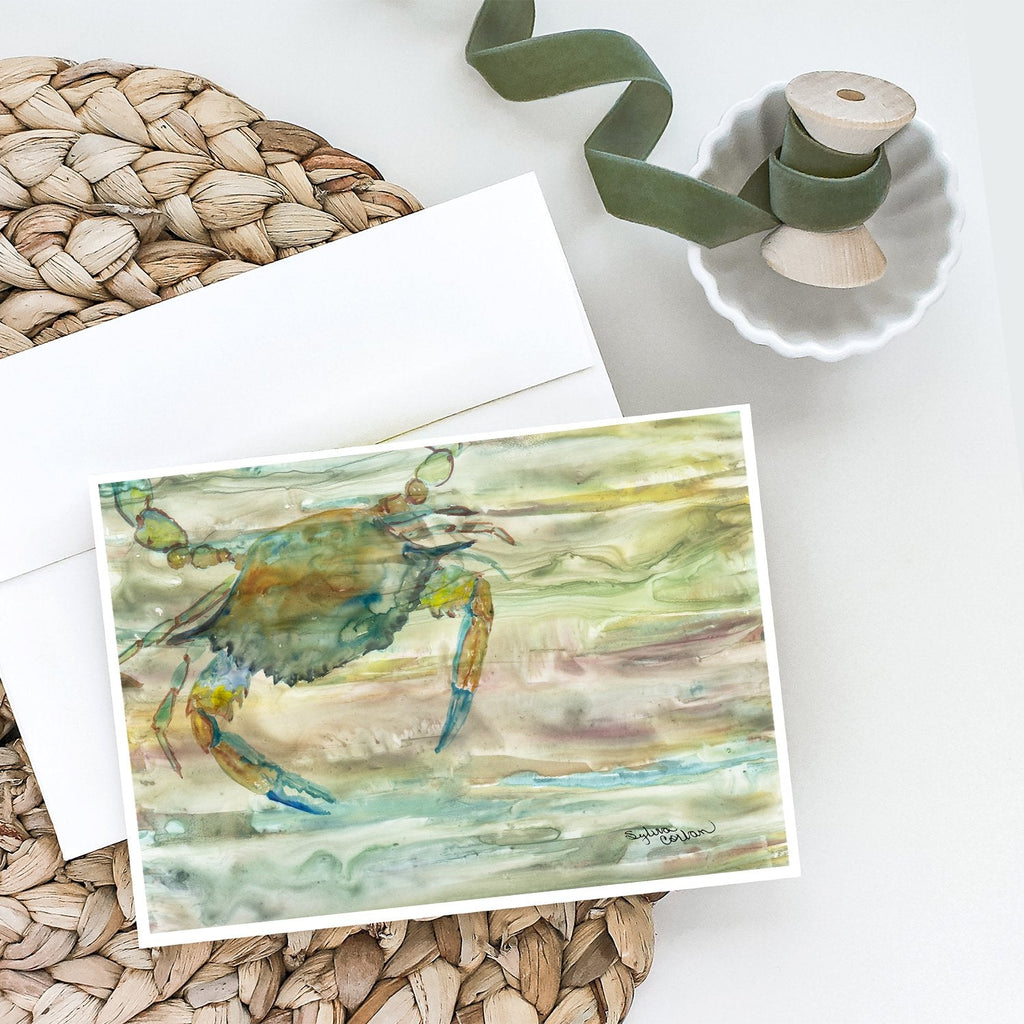 Blue Crab Sunset Greeting Cards Pack of 8 Blank Cards with Envelopes Whimsical A7 Size 5x7
