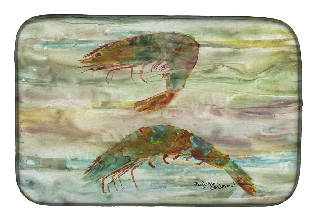 Shrimp Sunset Dish Drying Mat Absorbent Dish Drying Mat Pad for Kitchen Counter Dish Drainer Mat for Countertop, 14 x 21", Multicolor