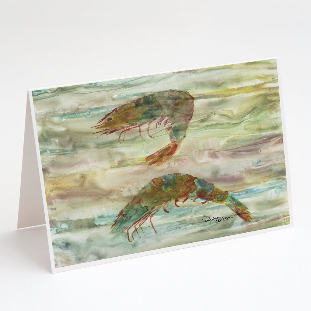 Shrimp Sunset Greeting Cards Pack of 8 Blank Cards with Envelopes Whimsical A7 Size 5x7