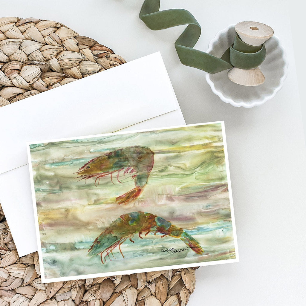 Shrimp Sunset Greeting Cards Pack of 8 Blank Cards with Envelopes Whimsical A7 Size 5x7