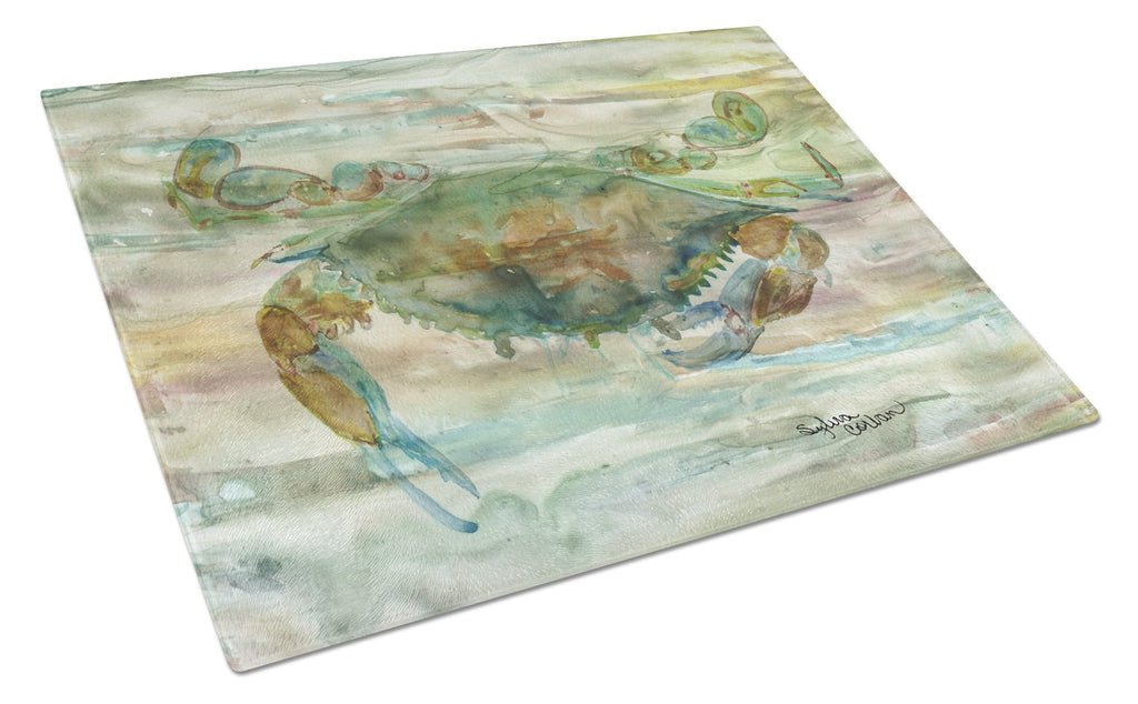 Crab a leg up Sunset Cutting Board Tempered Glass Kitchen Cutting Surface, Heat Resistant Chopping, Non-Slip Feet, Food Prep & Serving