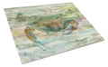Crab a leg up Sunset Cutting Board Tempered Glass Kitchen Cutting Surface, Heat Resistant Chopping, Non-Slip Feet, Food Prep & Serving