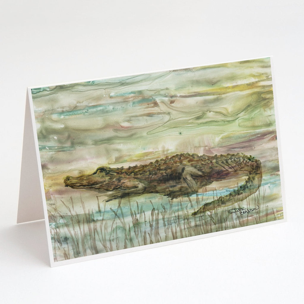 Alligator Sunset Greeting Cards Pack of 8 Blank Cards with Envelopes Whimsical A7 Size 5x7