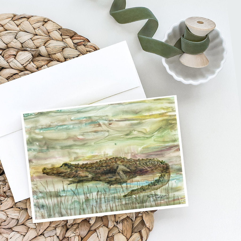 Alligator Sunset Greeting Cards Pack of 8 Blank Cards with Envelopes Whimsical A7 Size 5x7