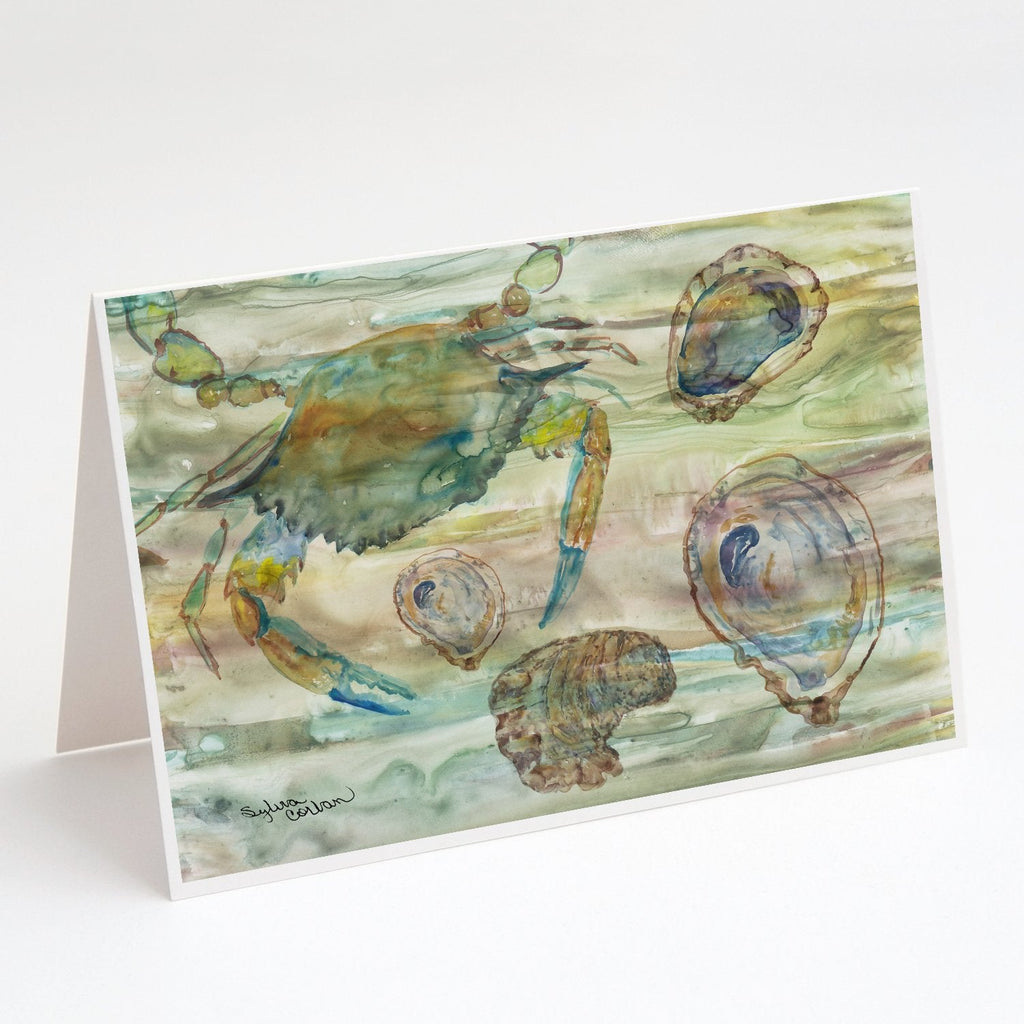 Crab, Shrimp and Oyster Sunset Greeting Cards Pack of 8 Blank Cards with Envelopes Whimsical A7 Size 5x7