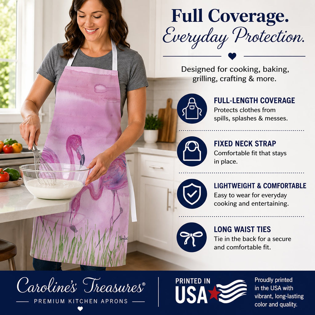 Flamingos Apron Cooking Kitchen Server Baking Crafts Gardening for Adult Women Men, Unisex, Large, Multicolor