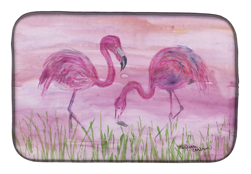 Flamingos Dish Drying Mat Absorbent Dish Drying Mat Pad for Kitchen Counter Dish Drainer Mat for Countertop, 14 x 21", Multicolor