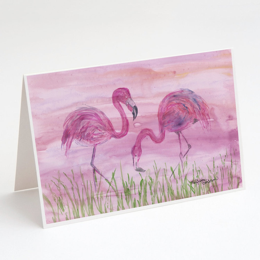 Flamingos Greeting Cards Pack of 8 Blank Cards with Envelopes Whimsical A7 Size 5x7