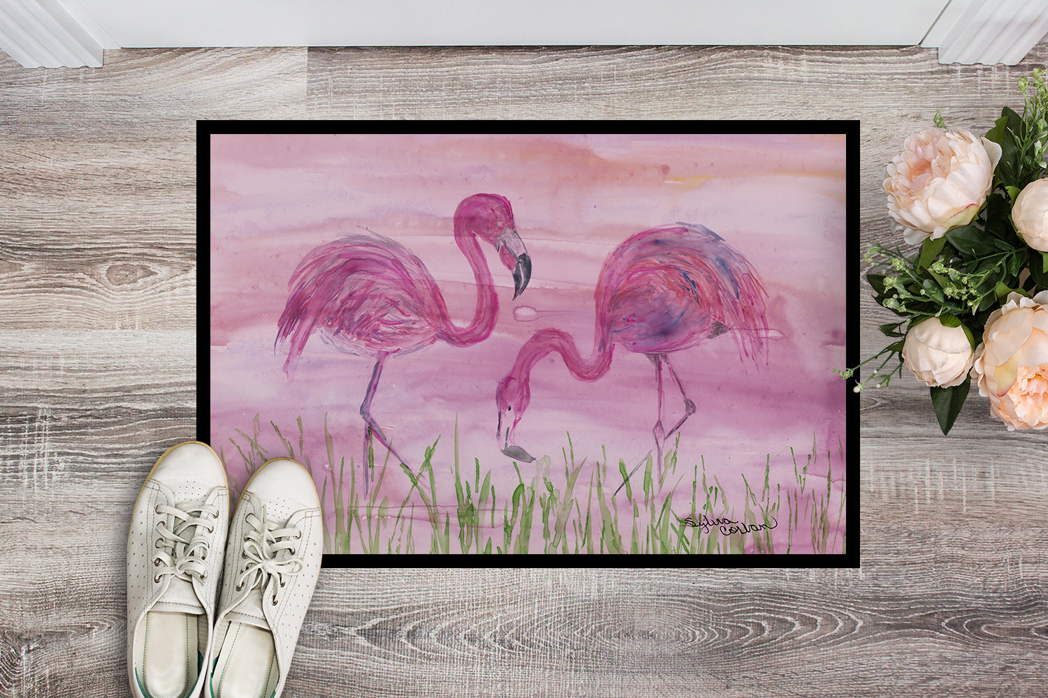 Flamingos Doormat Indoor Outdoor 18H X 27W Front Door Mat Rugs for Entryway, Non Slip Washable