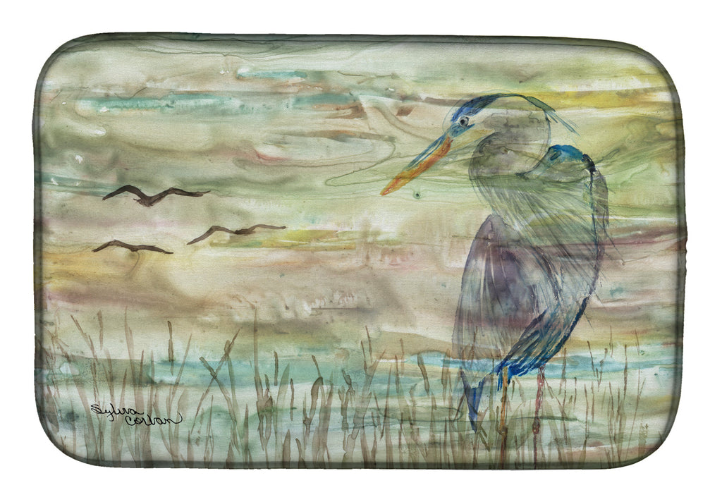 Blue Heron Sunset Dish Drying Mat Absorbent Dish Drying Mat Pad for Kitchen Counter Dish Drainer Mat for Countertop, 14 x 21", Multicolor