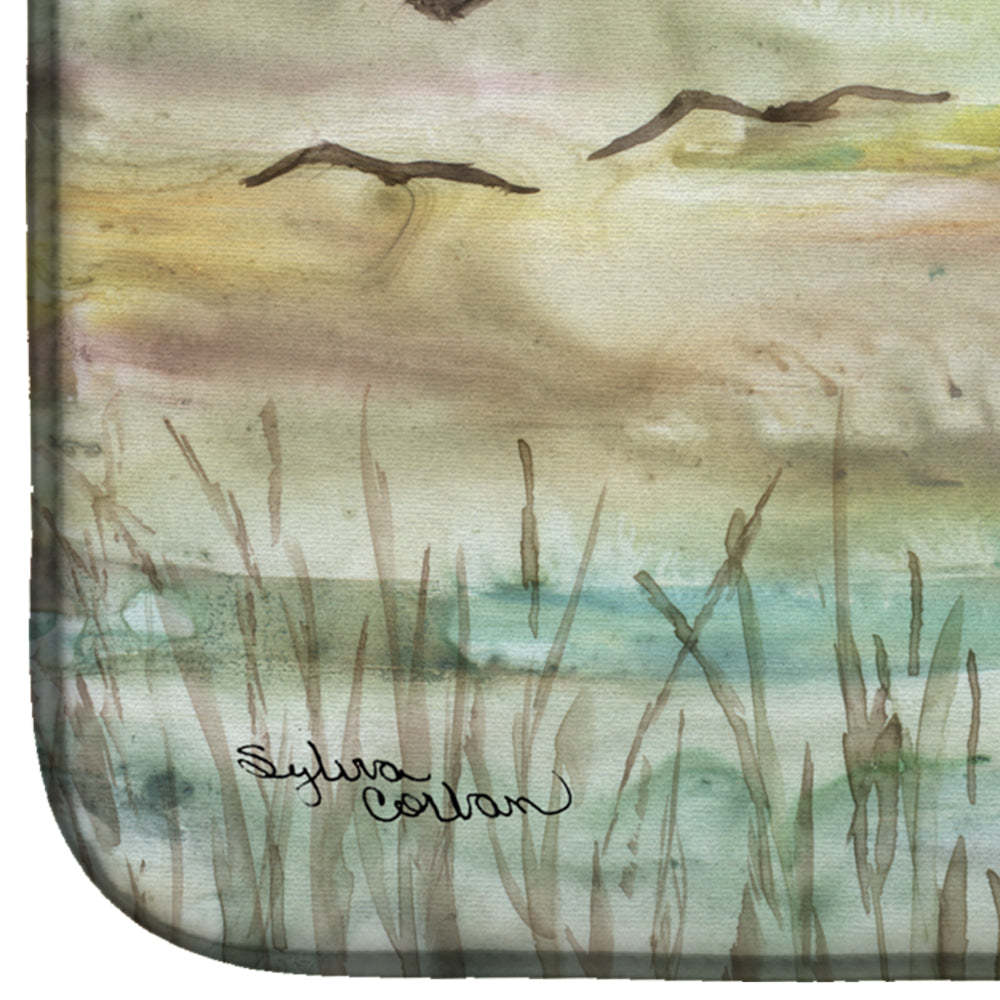 Blue Heron Sunset Dish Drying Mat Absorbent Dish Drying Mat Pad for Kitchen Counter Dish Drainer Mat for Countertop, 14 x 21", Multicolor