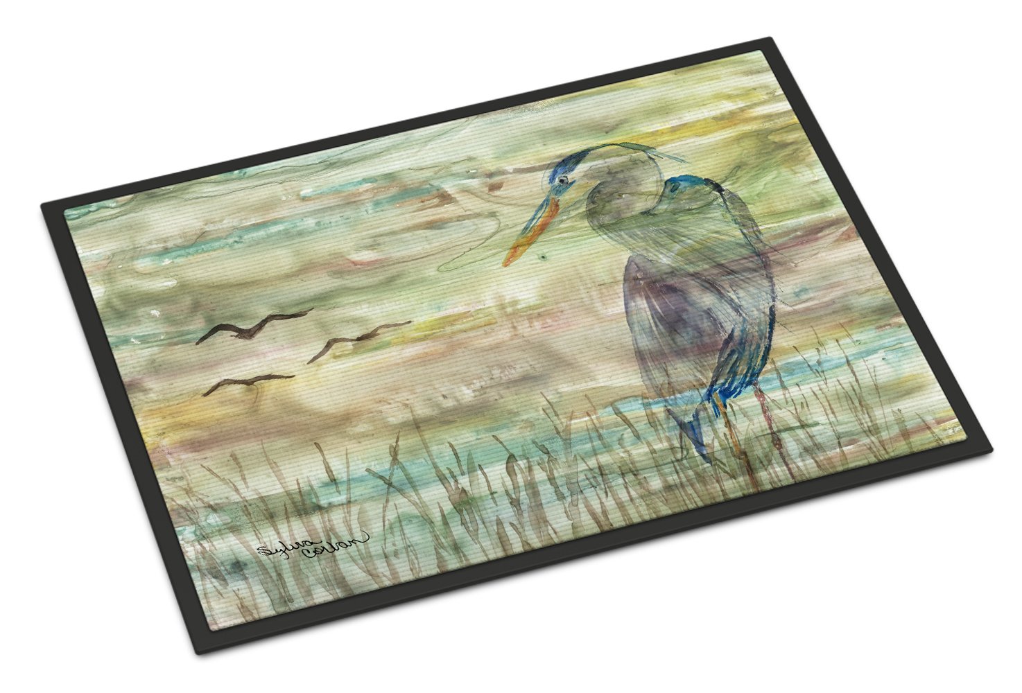 Blue Heron Sunset Doormat Indoor Outdoor 24H X 36W Front Door Mat Rugs for Entryway, Non Slip Washable Low Pile,