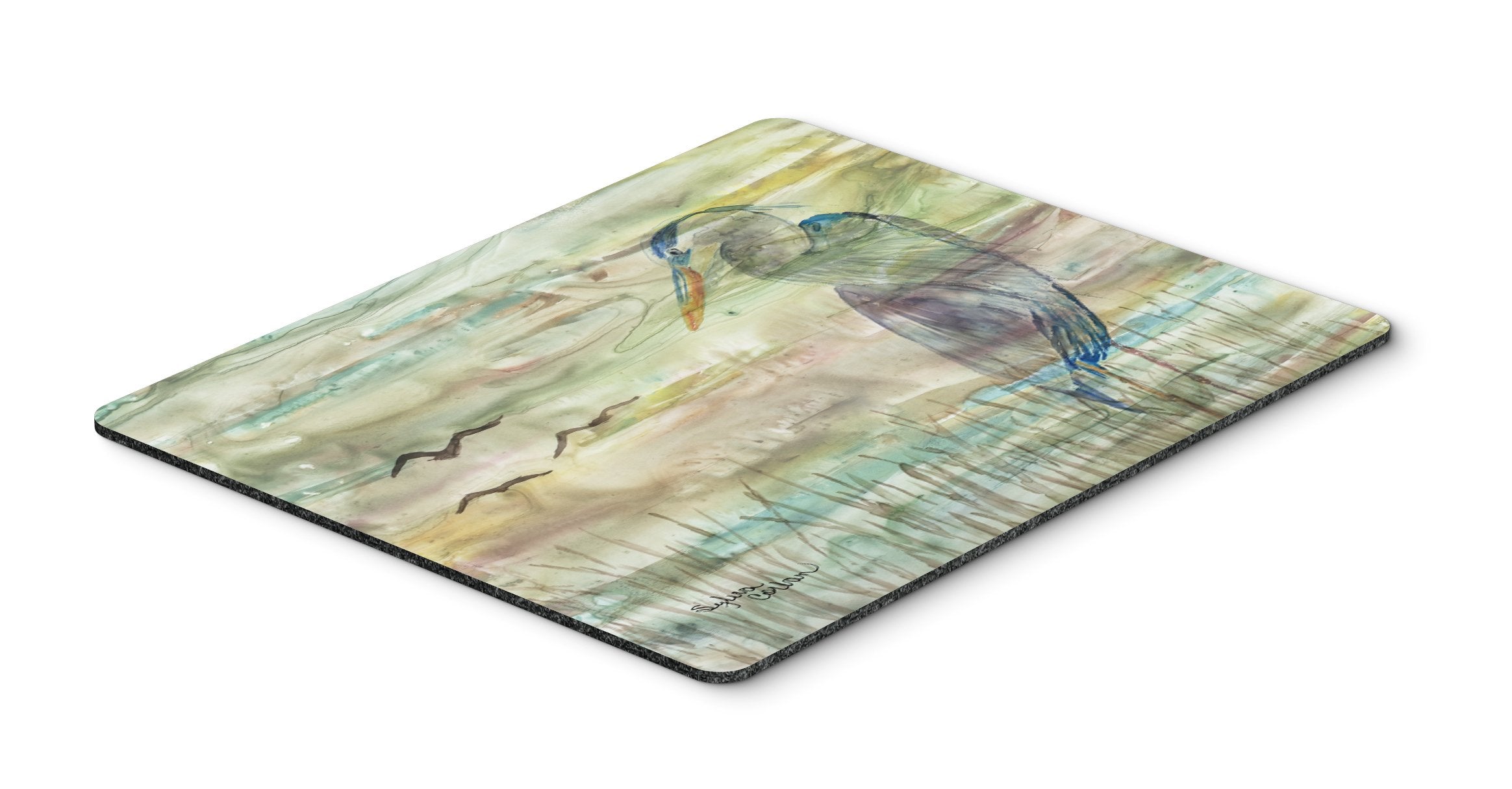 Blue Heron Sunset Mouse Pad, Heat Resistant Trivet Hot Pad , Non Slip Rubber Desk Mat, Kitchen Counter Protector, Home Office Decor Gift