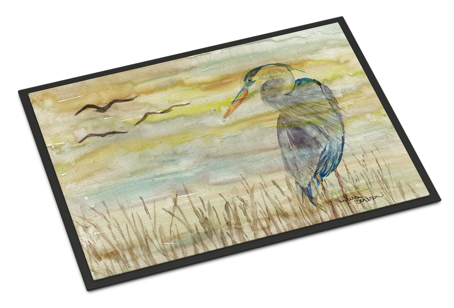 Blue Heron Yellow Sky Doormat Indoor Outdoor 24H X 36W Front Door Mat Rugs for Entryway, Non Slip Washable Low Pile,