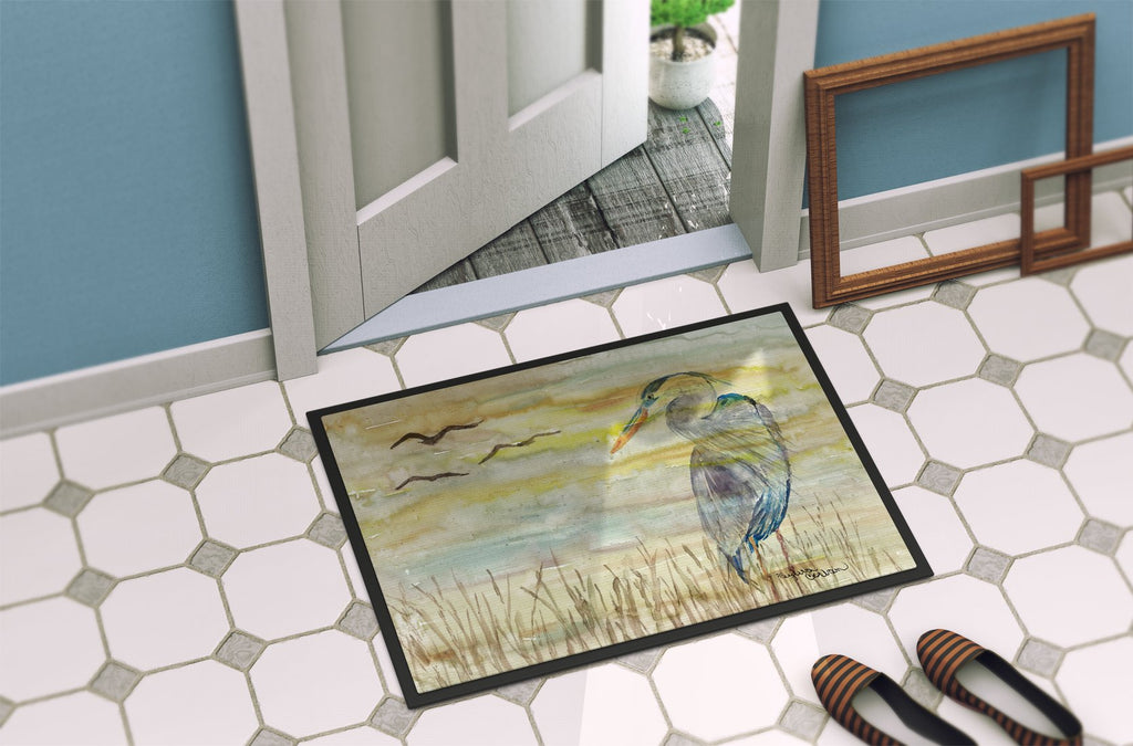 Blue Heron Yellow Sky Doormat Indoor Outdoor 24H X 36W Front Door Mat Rugs for Entryway, Non Slip Washable Low Pile,