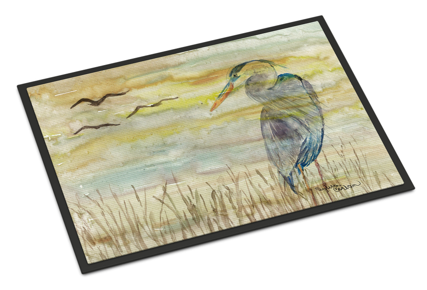 Blue Heron Yellow Sky Doormat Indoor Outdoor 18H X 27W Front Door Mat Rugs for Entryway, Non Slip Washable