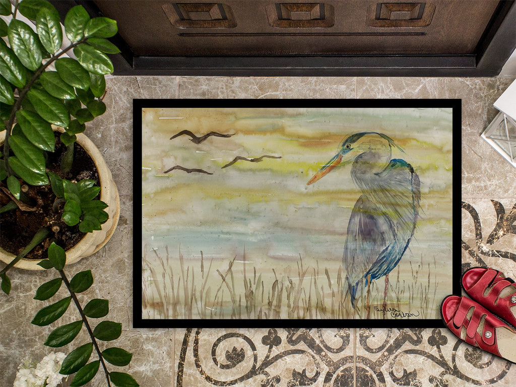 Blue Heron Yellow Sky Doormat Indoor Outdoor 18H X 27W Front Door Mat Rugs for Entryway, Non Slip Washable