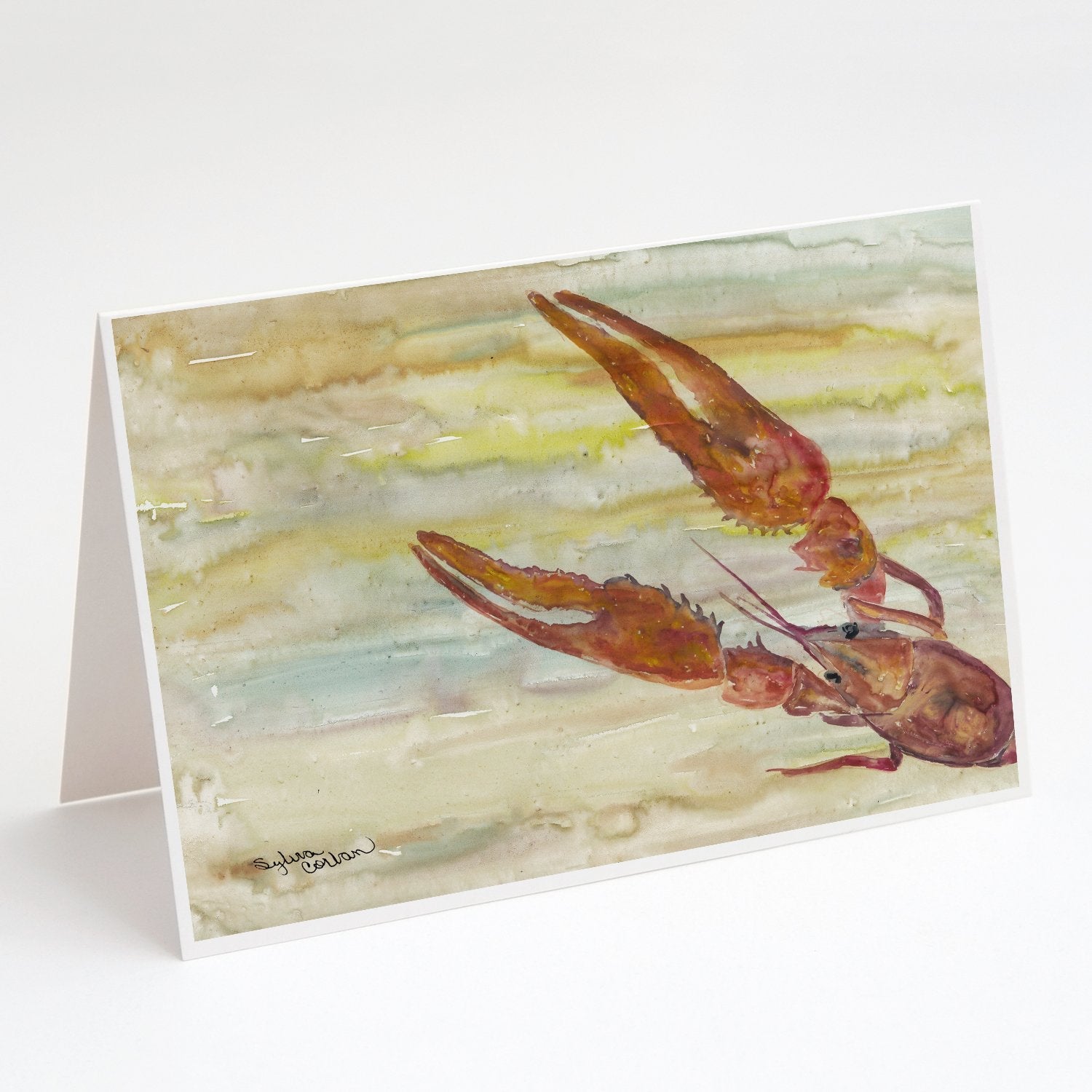 Crawfish Yellow Sky Greeting Cards Pack of 8 Blank Cards with Envelopes Whimsical A7 Size 5x7