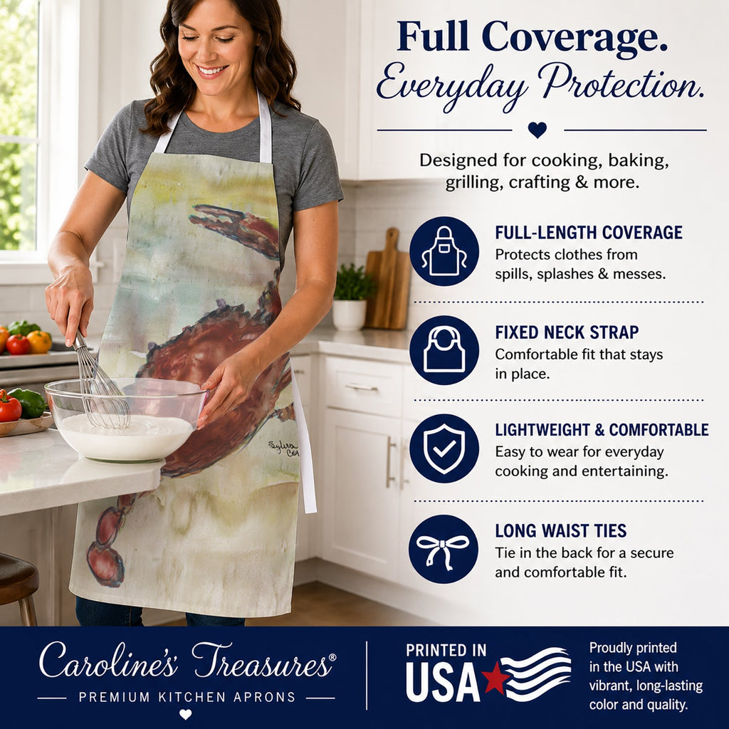 Cooked Crab Yellow Sky Apron Cooking Kitchen Server Baking Crafts Gardening for Adult Women Men, Unisex, Large, Multicolor