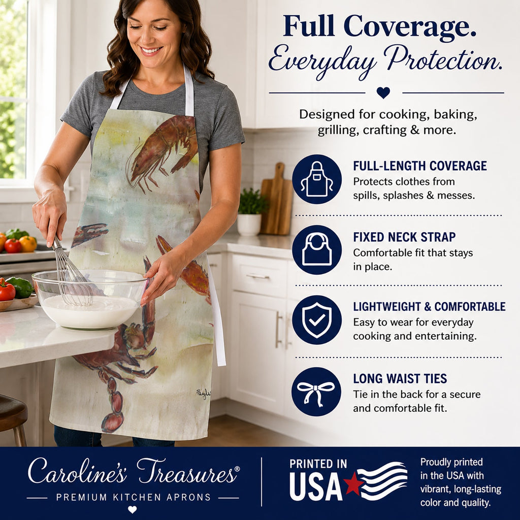 Crab, Shrimp, Oyster Yellow Sky Apron Cooking Kitchen Server Baking Crafts Gardening for Adult Women Men, Unisex, Large, Multicolor