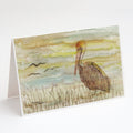 Brown Pelican Yellow Sky Greeting Cards Pack of 8 Blank Cards with Envelopes Whimsical A7 Size 5x7