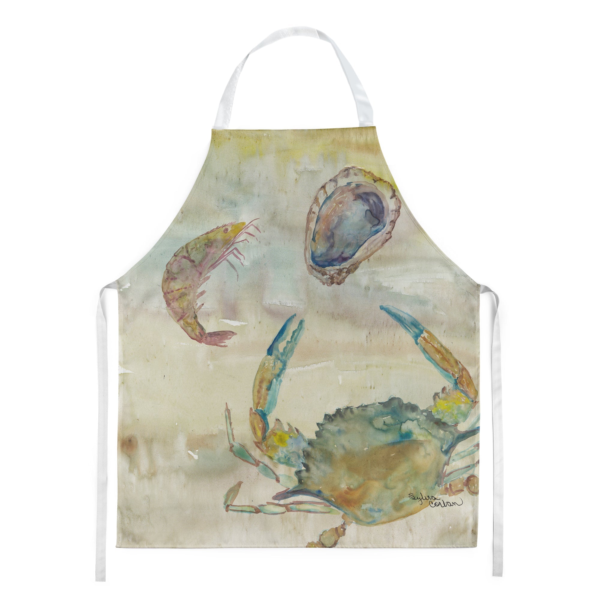 Crab, Shrimp, Oyster Yellow Sky Apron Cooking Kitchen Server Baking Crafts Gardening for Adult Women Men, Unisex, Large, Multicolor