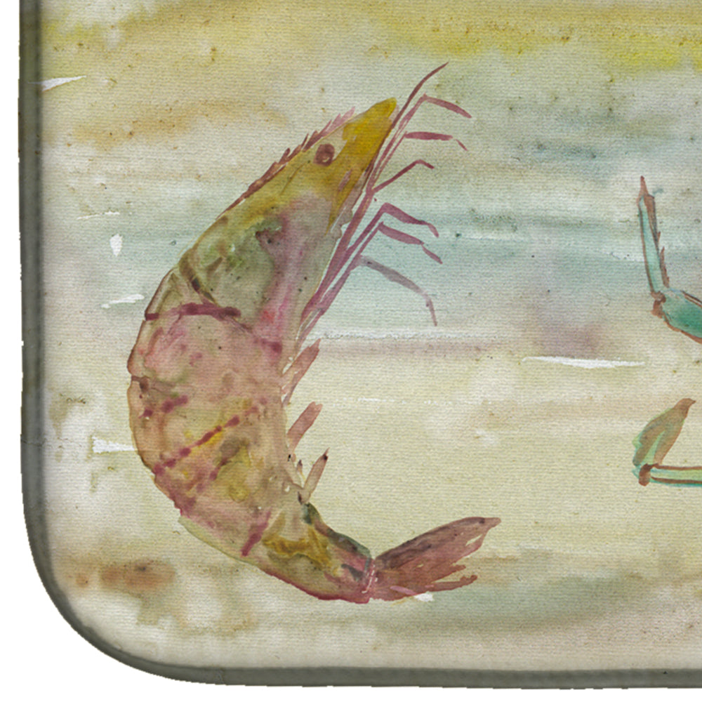 Crab, Shrimp, Oyster Yellow Sky Dish Drying Mat Absorbent Dish Drying Mat Pad for Kitchen Counter Dish Drainer Mat for Countertop, 14 x 21", Multicolor