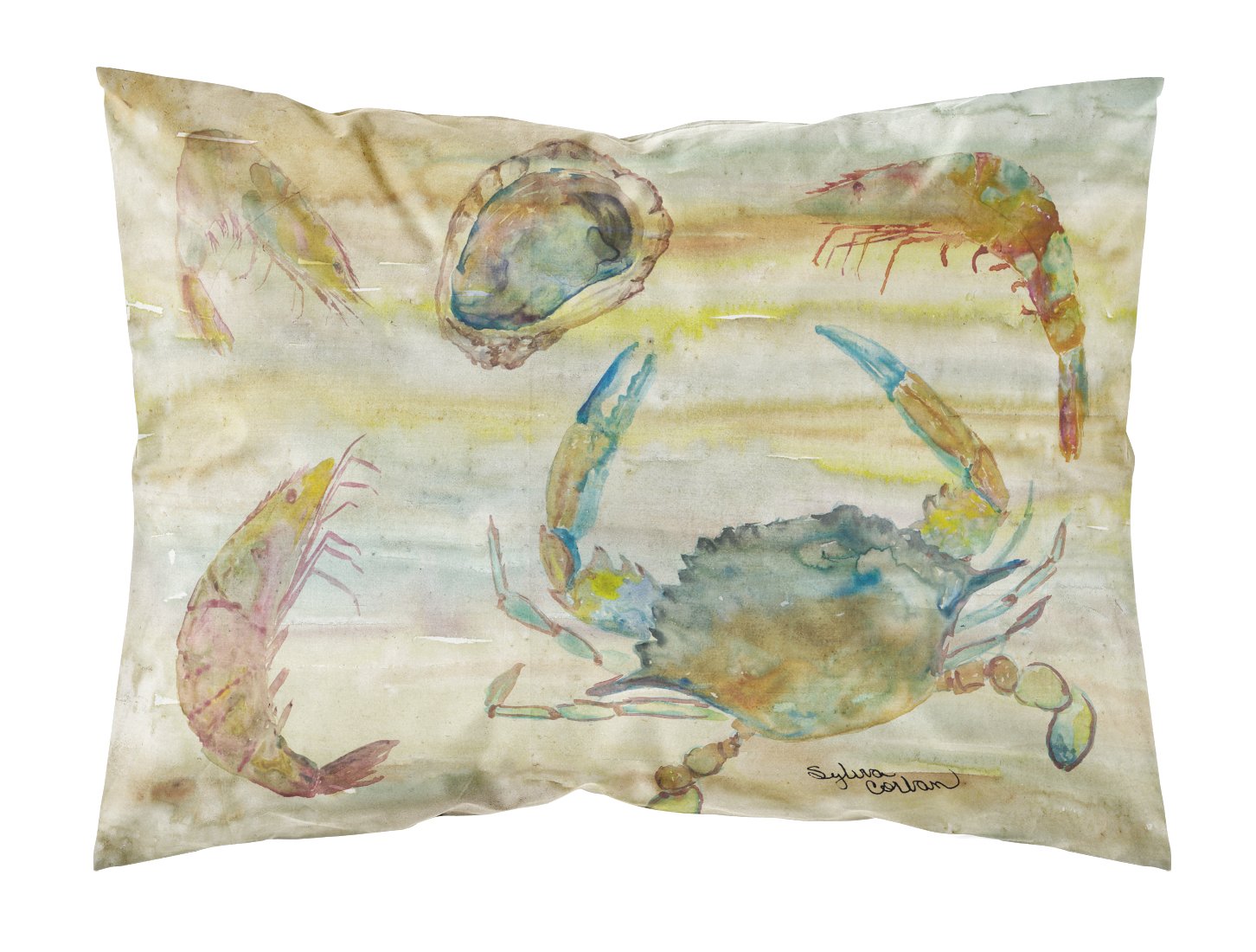 Crab, Shrimp, Oyster Yellow Sky Standard Pillowcase Lightweight Super Soft Easy Care Decorative Artwork Pillowcase, Standard